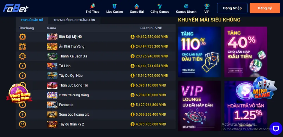 Nổ Hũ video 3D trên Fabet App